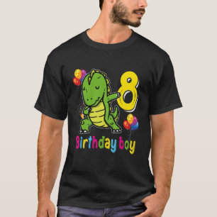 Camiseta Crianças Engraçadas Dabbing Rex 8º Aniversário Gar