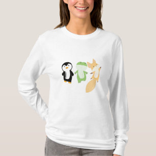 Camiseta Crianças Engraçadas De Sapos De Raposa Pinguim