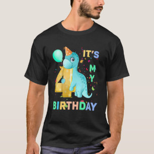Camiseta Crianças Engraçadas Dino Dinossauro 4º Raparigas Q