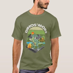 Camiseta Crianças Engraçadas Dinos acampam Dinossauro Acamp