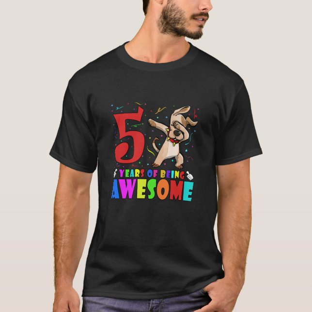 Camiseta Crianças Engraçadas Festa de aniversário Cachorro  (Frente)