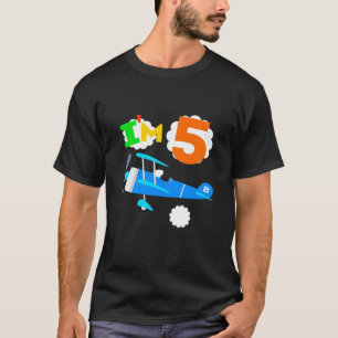 Camiseta Crianças Engraçadas Im 5 Avião 5 Aniversário 5 Ano