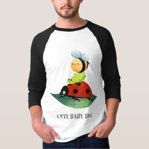 Camiseta Crianças Engraçadas, inseto de abelha em folha ver