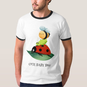 Camiseta Crianças Engraçadas, inseto de abelha em folha ver