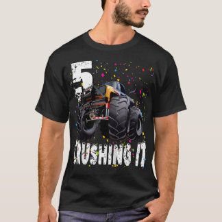Camiseta Crianças Engraçadas Monstros Esmagando 5 Anos 5