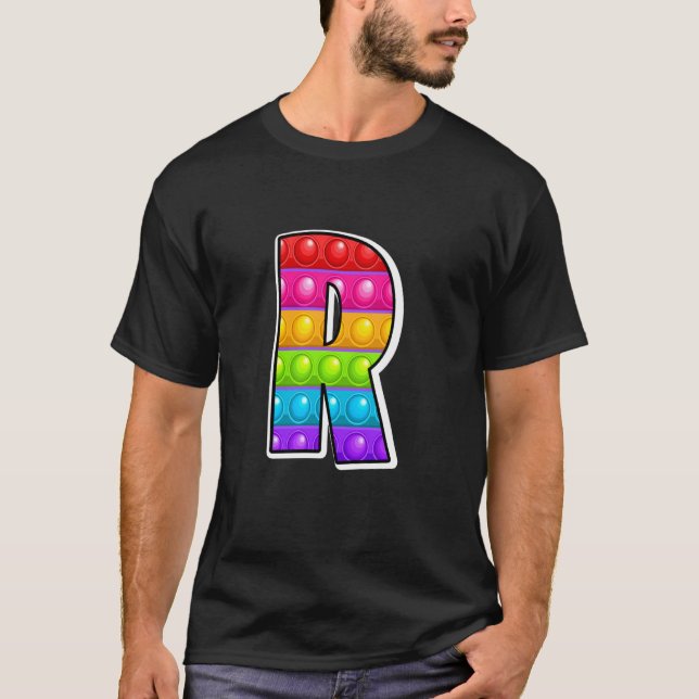 Camiseta Crianças Engraçadas Pop It R Letra Maiúscula R (Frente)