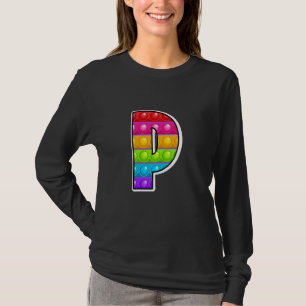 Camiseta Crianças Engraçadas Pop Ti P Letra Maiúscula P