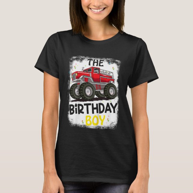 Camiseta Crianças Engraçadas Roupa De Bombeiros Birthday Bo (Frente)