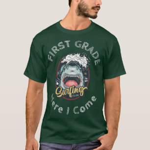 Camiseta Crianças Engraçado Tubarão Primeiro Grau, Aqui Vim