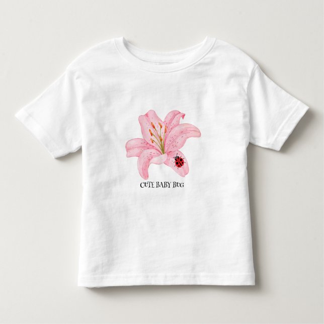 Camiseta Crianças Enxertam aquarela em Flor Liloso Rosa (Frente)