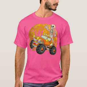 Camiseta Crianças Esqueletrizando Caminhão Monstro Hallowee