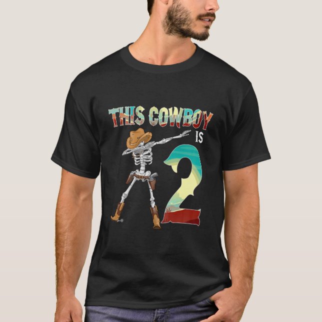 Camiseta Crianças Este Cowboy É 2 Dabbing Skeleton Segundo  (Frente)