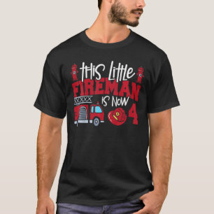 Camiseta Crianças Este Pequeno Homem-Fogo Agora 4 Caminhão-