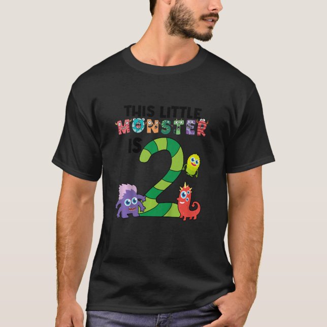 Camiseta Crianças Este Pequeno Monstro é Birthda, segundo d (Frente)