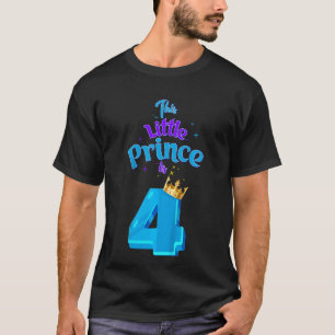 Camiseta Crianças Este Pequeno Príncipe É 4 Aniversário Rei