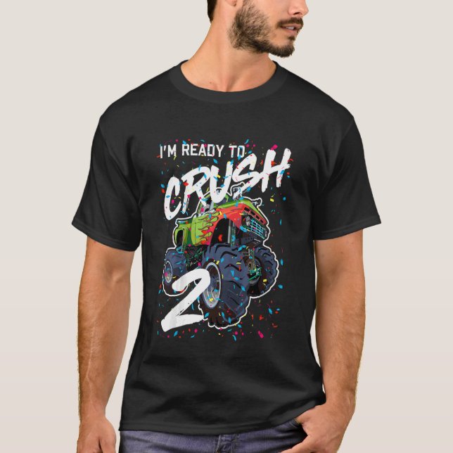 Camiseta Crianças, estou pronto para esmagar 2 Monstros de  (Frente)