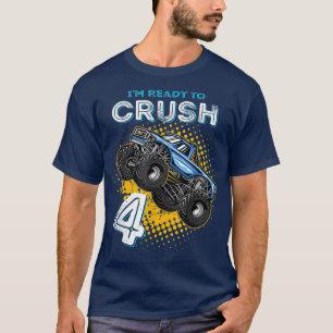 Camiseta Crianças, estou pronto para esmagar 4 Monstros, 4