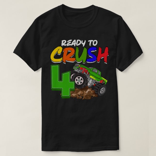 Camiseta Crianças, estou pronto para esmagar 4 Monstros de  (Frente do Design)