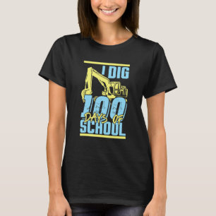 Camiseta Crianças Eu Cavo 100 Dias De Escola Escavadeira 10