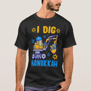 Camiseta Crianças Eu Cigo Hanukkah Excavator Construção Tod