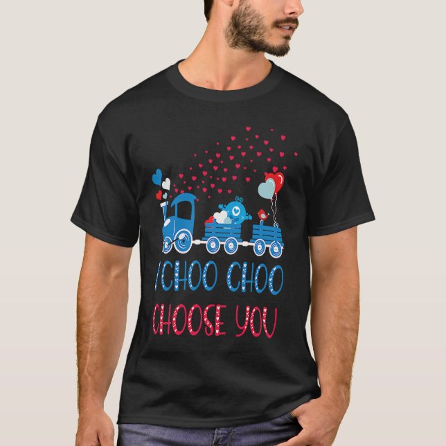 Camiseta Crianças Eu Escolho Você Dia de os namorados Trein (Frente)