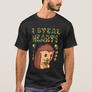 Camiseta Crianças Eu Roubo Corações Autismo Consciência Hed