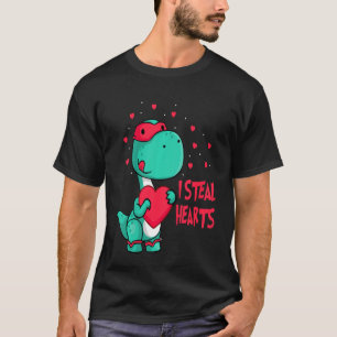 Camiseta Crianças Eu Roubo Corações Dia de os namorados Din