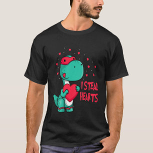 Camiseta Crianças Eu Roubo Corações Dia de os namorados Din