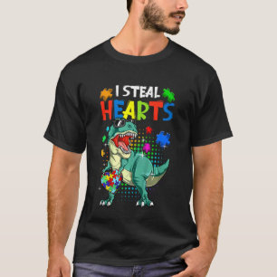 Camiseta Crianças Eu Roubo Corações Para Rex Dino Autismo S