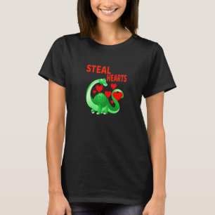 Camiseta Crianças Eu Roubo Corações Rex Dino Baby Boy Valen