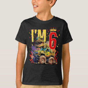 Camiseta Crianças Eu sou 6 Dinossauros de 6 Disparar Dinoss
