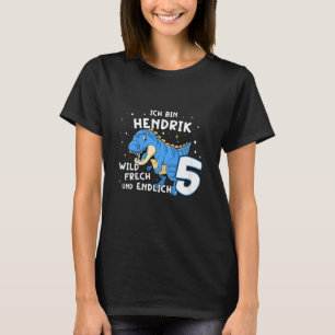 Camiseta Crianças, eu sou Hendrik, finalmente 5 Dino Azul,