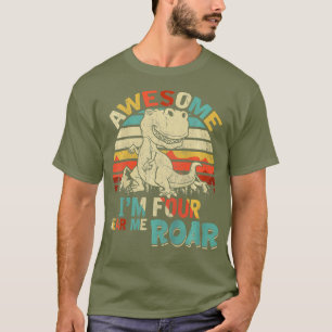 Camiseta Crianças Eu sou Quatro Me Ouvem Roar Dinossauro An