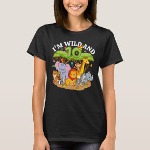 Camiseta Crianças, eu sou selvagem e 10 Zoo Tema 10º Aniver