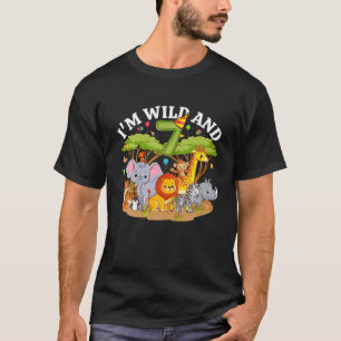 Camiseta Crianças eu sou selvagem e 7 Zoo Tema 7 de Anivers