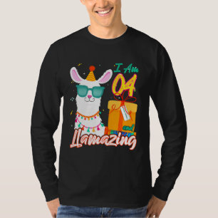 Camiseta Crianças, eu tenho 4 anos e Llamparelha Llama 4.