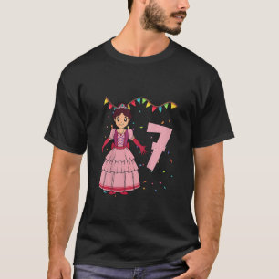 Camiseta Crianças eu tenho 7 anos com a princesa aniversári