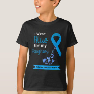 Camiseta Crianças Eu Visto Azul Para Minha Filha, Diabetes