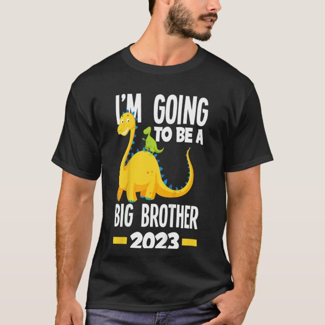 Camiseta Crianças Eu vou ser um grande irmão Dinossauro 202 (Frente)