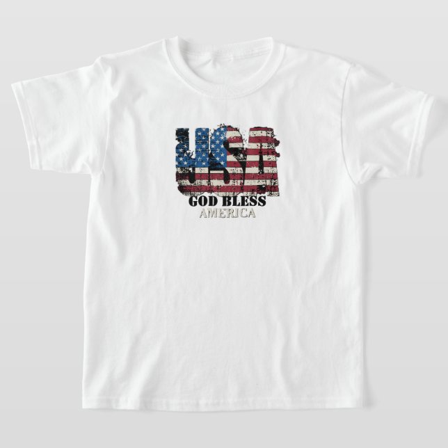 Camiseta Crianças EUA Deus Abençoe a América (Postura )
