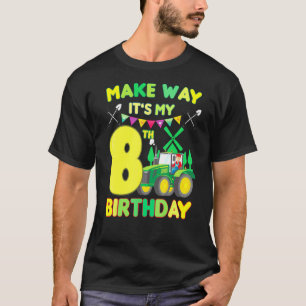Camiseta Crianças Farmer Aniversário É Meu 8º aniversário
