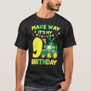 Camiseta Crianças Farmer Aniversário É Meu 9º Aniversário