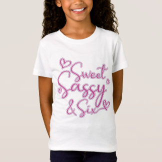 Camiseta Crianças Feliz 6 Aniversário Doce Sassy e seis Men