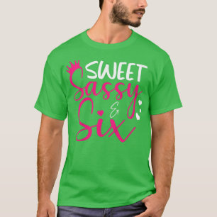 Camiseta Crianças Feliz 6 de Aniversário Doce Sassy e Si Gi