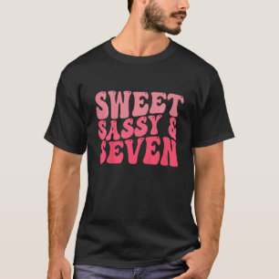 Camiseta Crianças Feliz 7 de Aniversário Doce Sassy e Sete