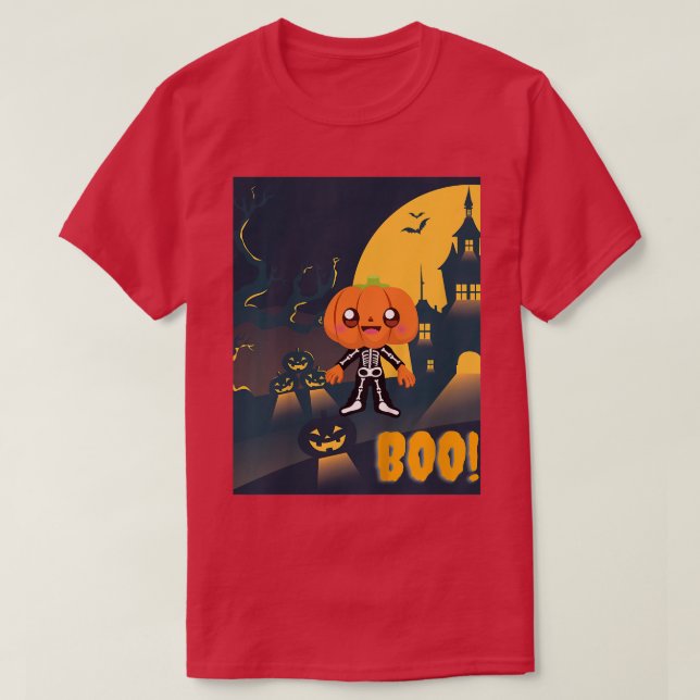 Camiseta Crianças Feliz Halloween Skeleton Design  (Frente do Design)