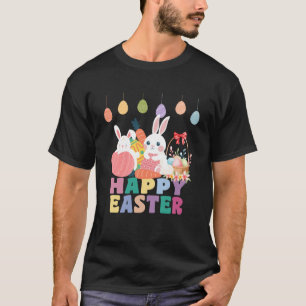 Camiseta Crianças Feliz Páscoa Coelho Fofinho Orelha de Coe