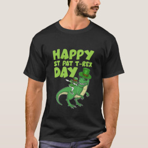 Camiseta Crianças Feliz Rua no Rex Saint Patrick Dinossaur
