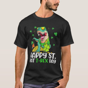 Camiseta Crianças Feliz Rua Pista no T Rex Day Dino Saurus