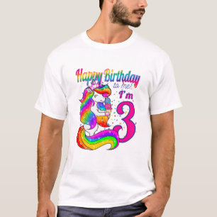 Camiseta Crianças Felizes Aniversário Para Mim Eu tenho 3